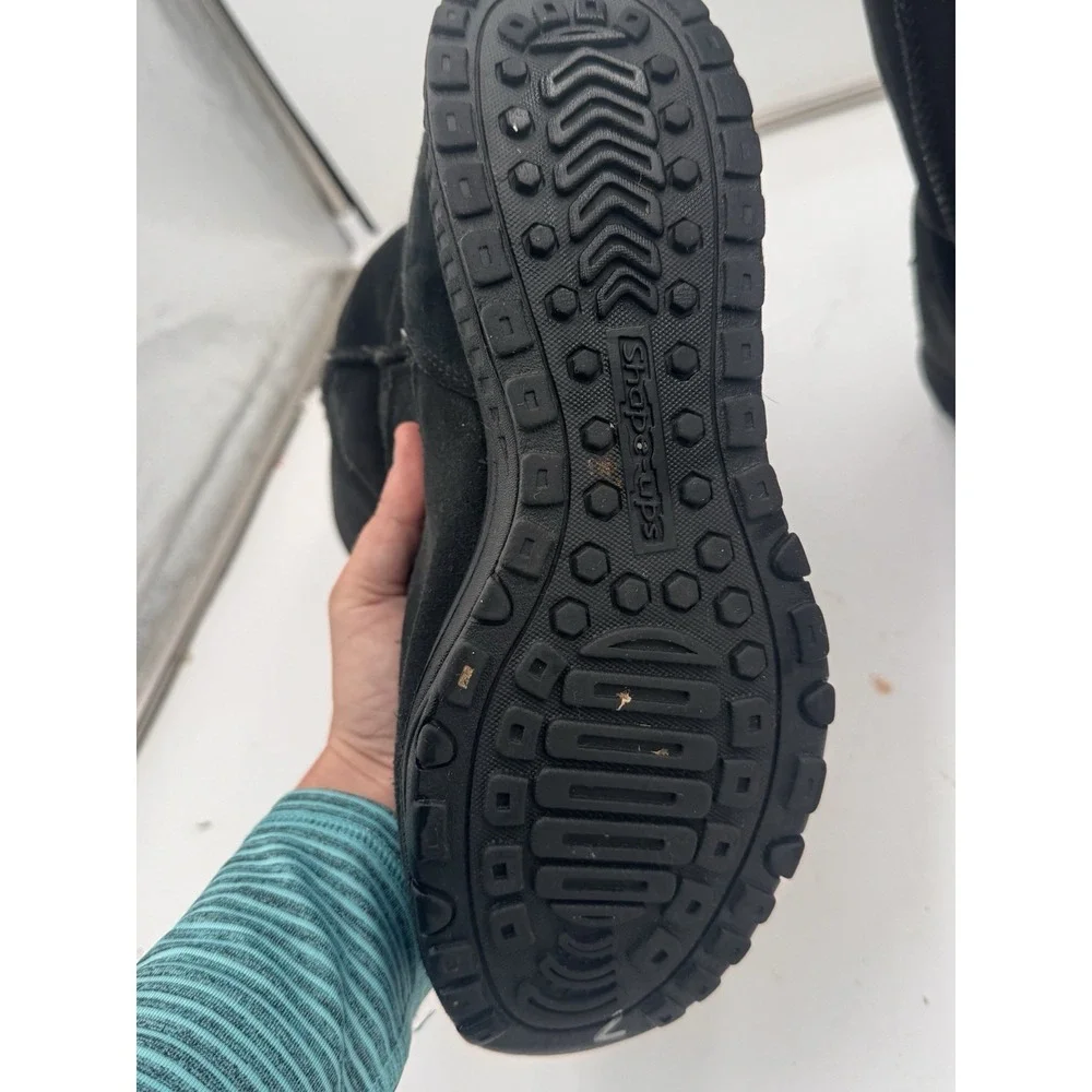 Skechers Shape Ups Avalanche Boots Size 10 Black Faux Fur Lined Calf High Buckle